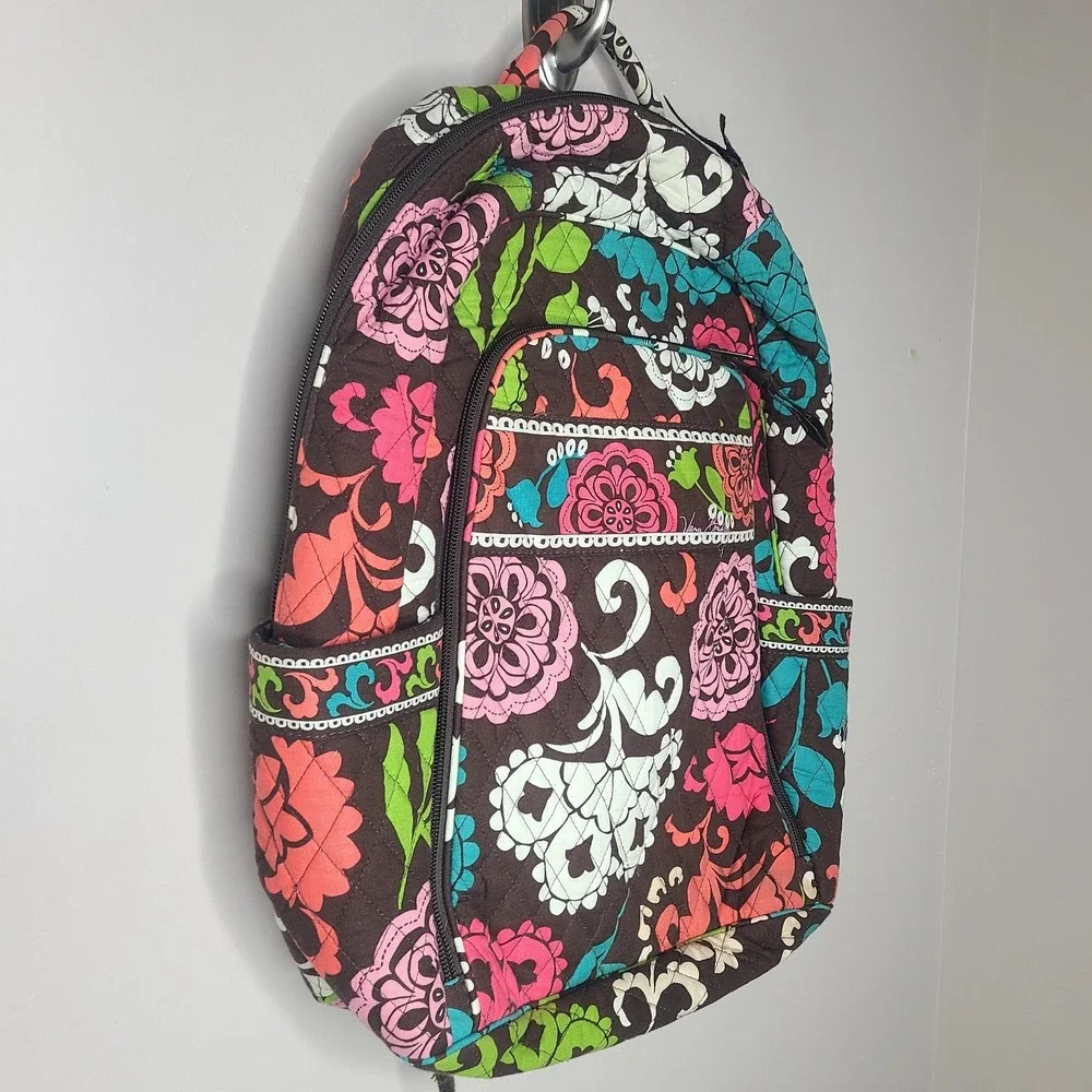 Vera Bradley Backpack Lola Brown Floral Laptop Bag Campus School Travel Boho Y2k